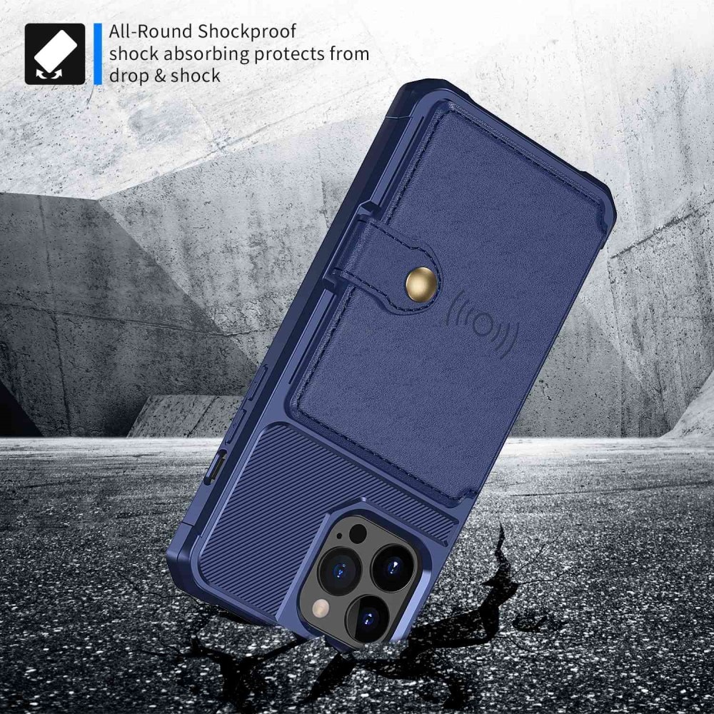 iPhone 14 Pro Max Stöttåligt Mobilskal med Plånbok, blå