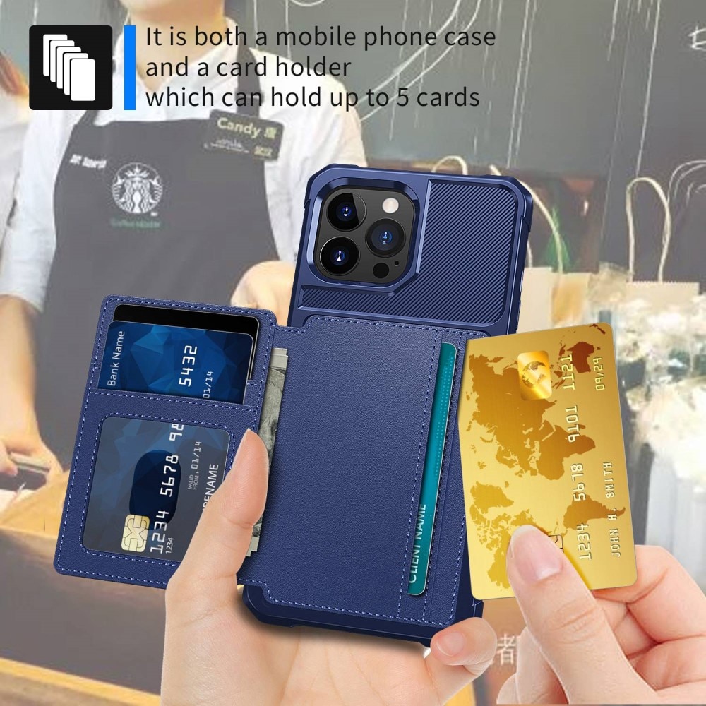 iPhone 14 Pro Max Stöttåligt Mobilskal med Plånbok, blå