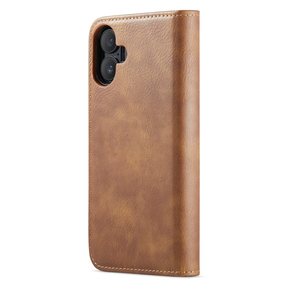 iPhone 16 Plus Plånboksfodral med avtagbart skal, cognac