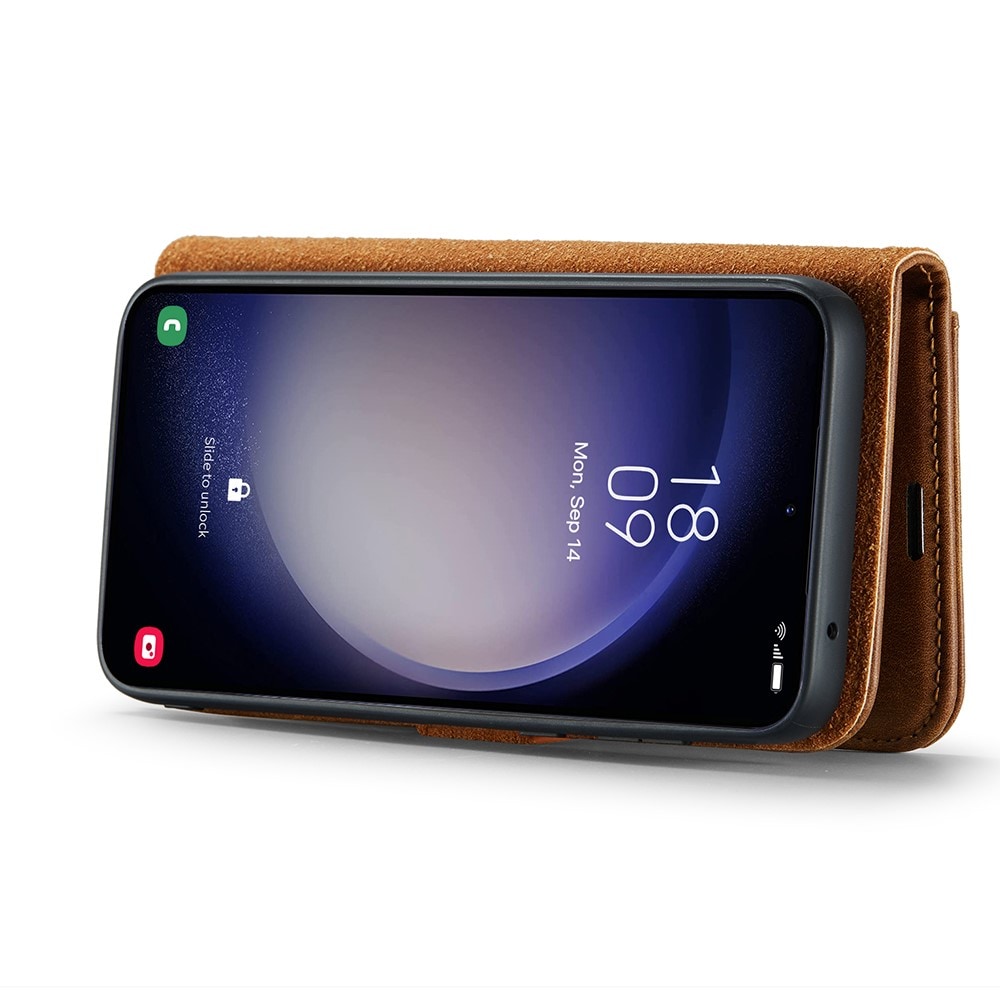 Samsung Galaxy S25 Plånboksfodral med avtagbart skal, Cognac