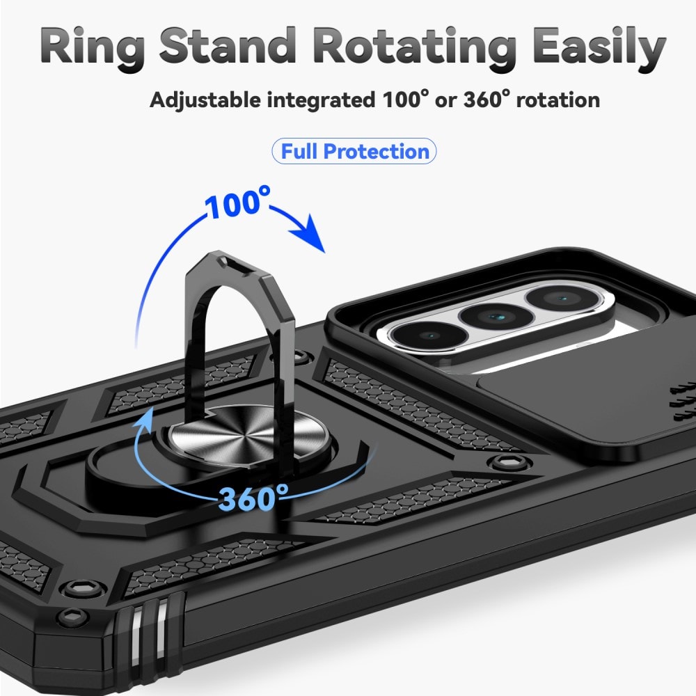 Samsung Galaxy A36 Skal med kameraskydd & fingerring, Svart