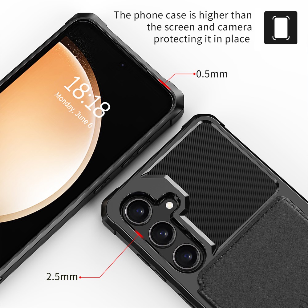 Samsung Galaxy S25 Stöttåligt Mobilskal med Plånbok, Svart