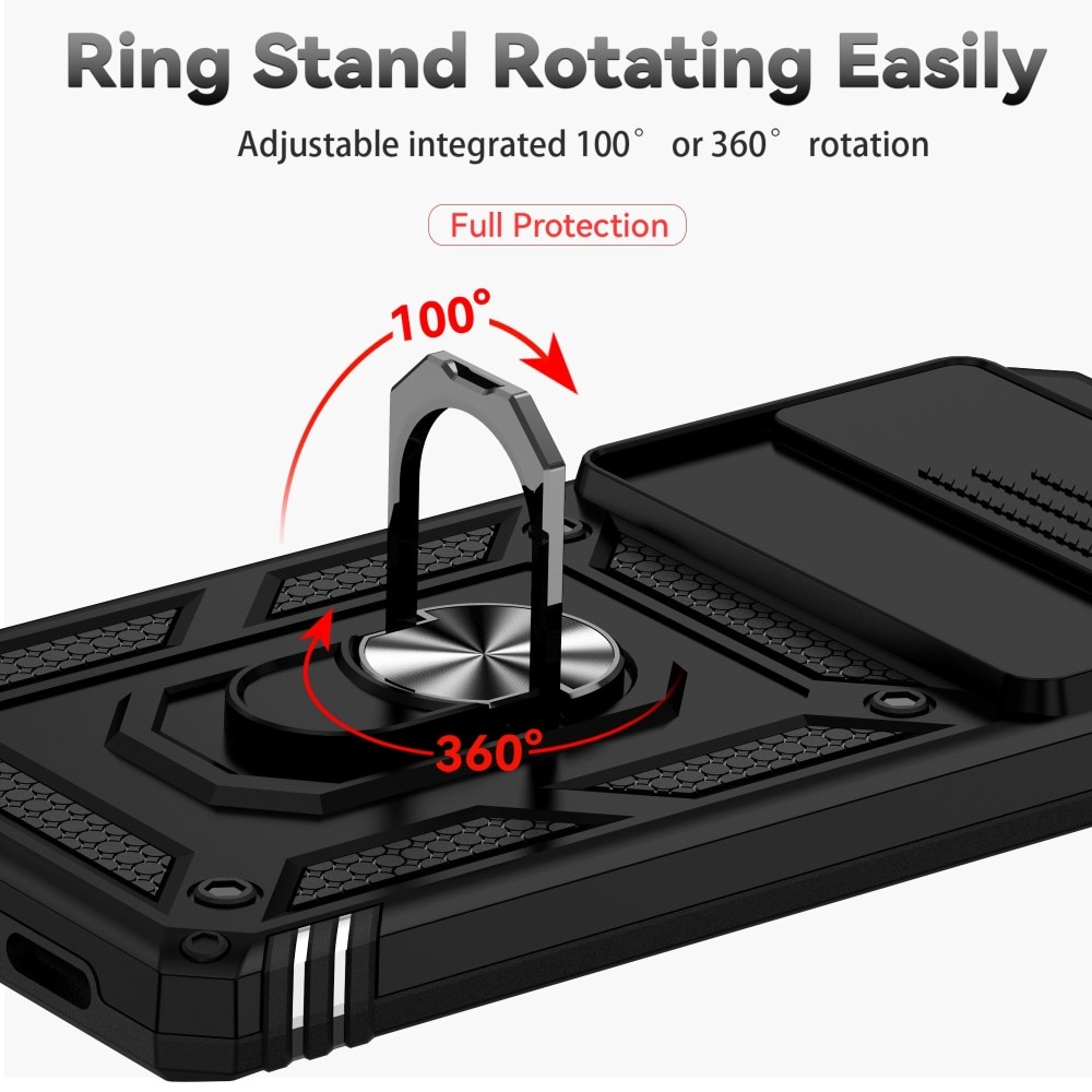 Google Pixel 7 Pro Skal med kameraskydd & fingerring, Svart