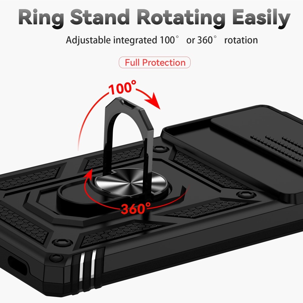 Google Pixel 6a Skal med kameraskydd & fingerring, Svart