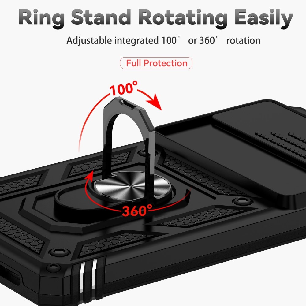 Google Pixel 7a Skal med kameraskydd & fingerring, Svart