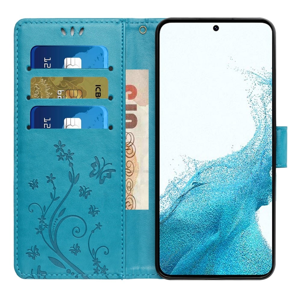 Samsung Galaxy S23 Mobilfodral med fjärilar, blå