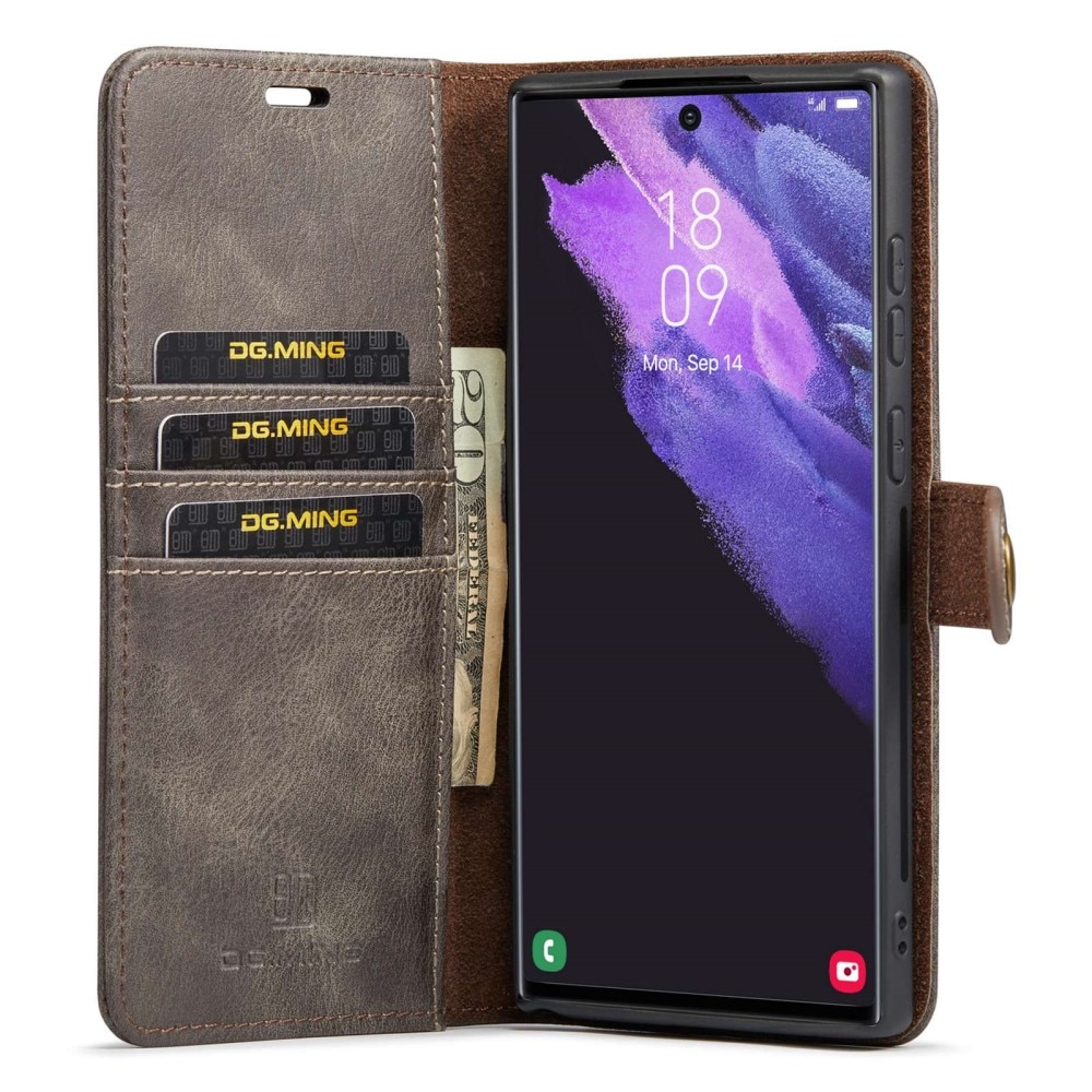 Samsung Galaxy S23 Ultra Plånboksfodral med avtagbart skal, brun