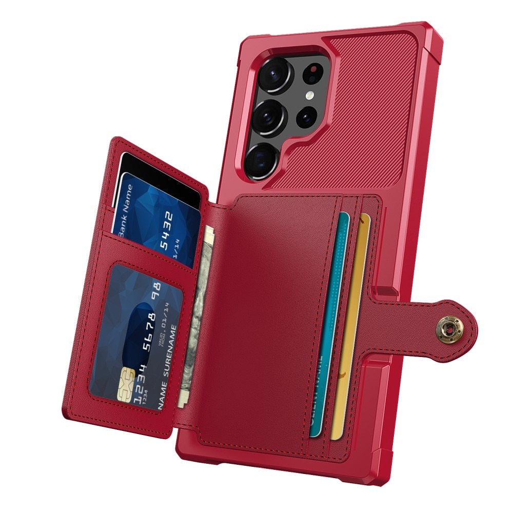 Samsung Galaxy S23 Ultra Stöttåligt Mobilskal med Plånbok, röd