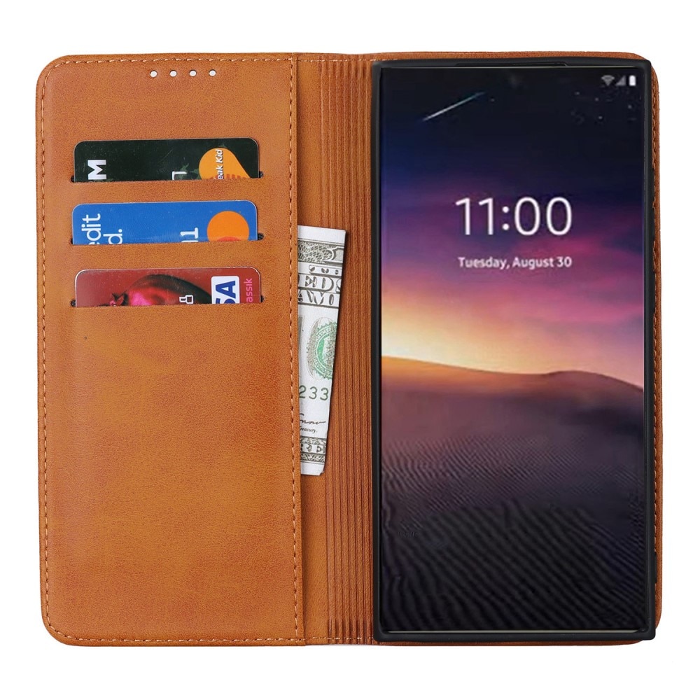 Samsung Galaxy S23 Ultra Slimmat fodral med kortfack, brun