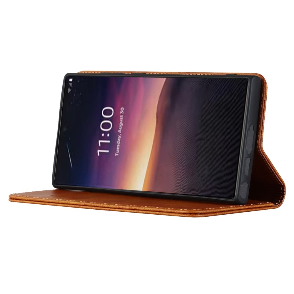 Samsung Galaxy S23 Ultra Slimmat fodral med kortfack, brun
