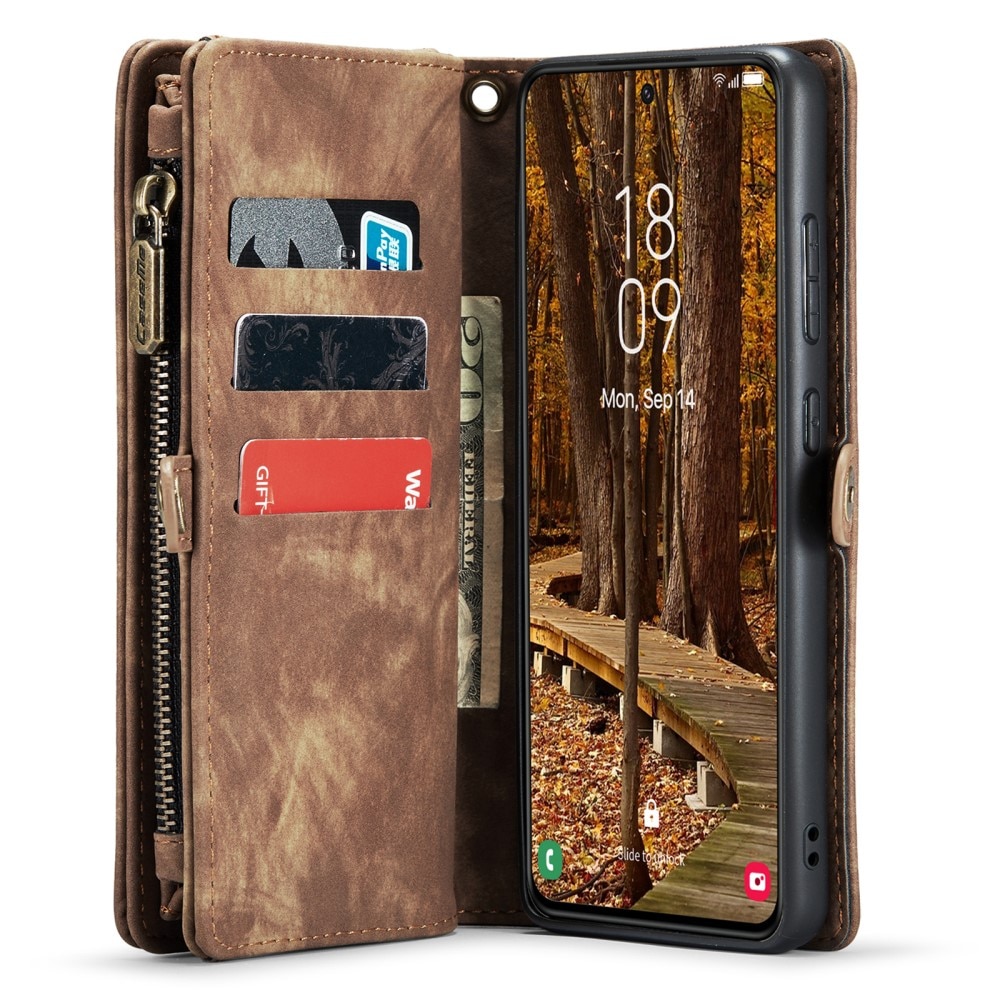 Samsung Galaxy S23 Plus Rymligt plånboksfodral med många kortfack, brun