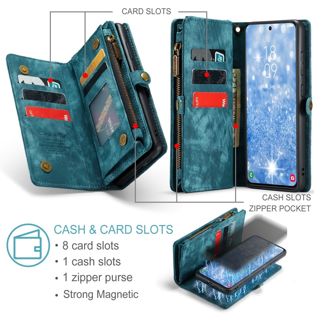 Samsung Galaxy S23 Plus Rymligt plånboksfodral med många kortfack, blå