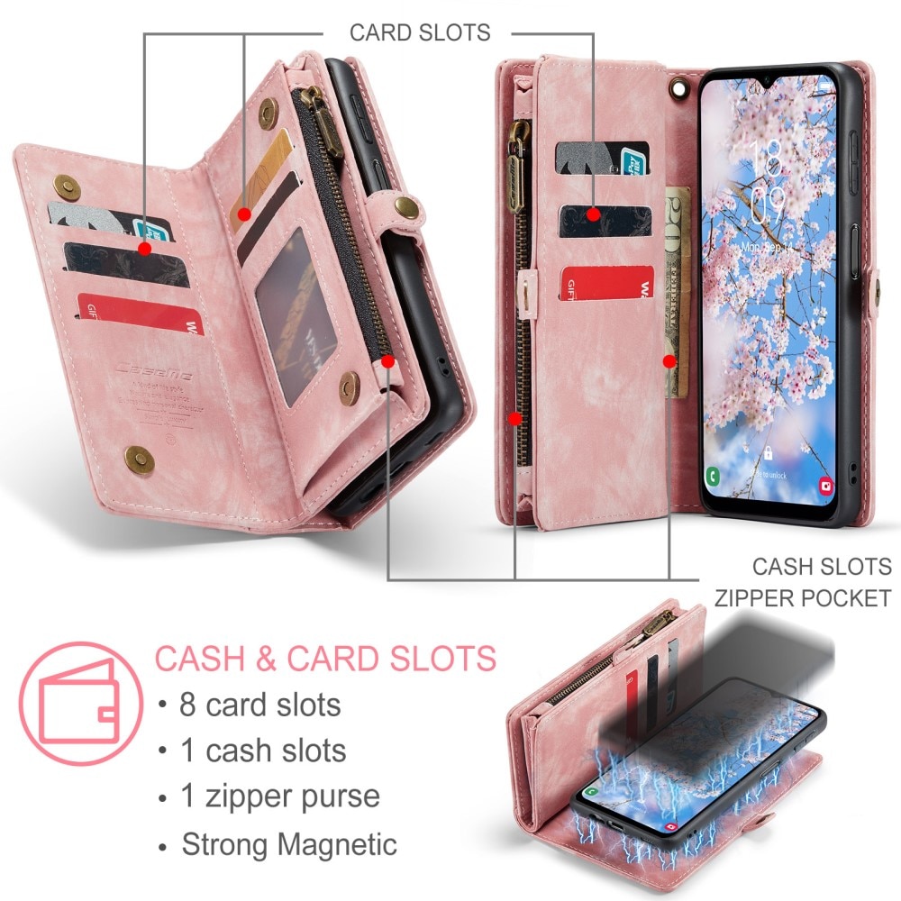 Samsung Galaxy A54 Rymligt plånboksfodral med många kortfack, rosa
