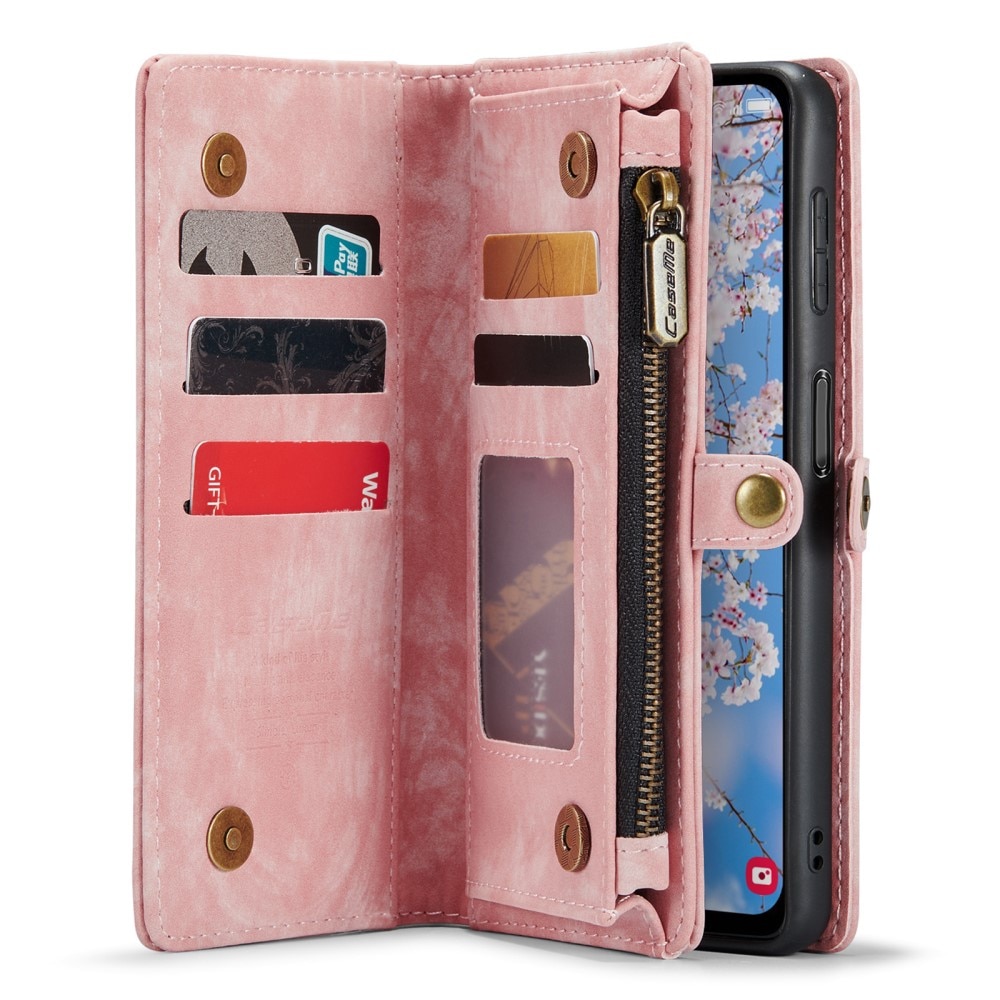 Samsung Galaxy A54 Rymligt plånboksfodral med många kortfack, rosa