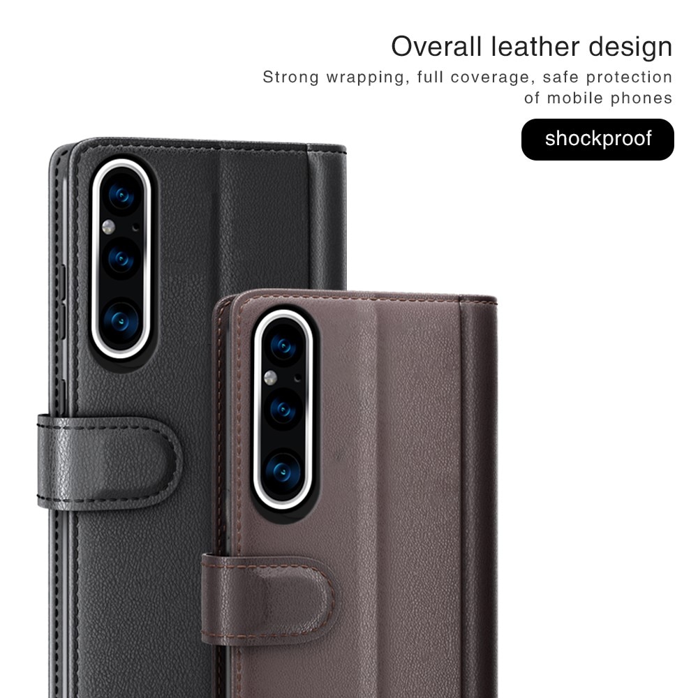 Sony Xperia 1 V Plånboksfodral i Äkta Läder, brun