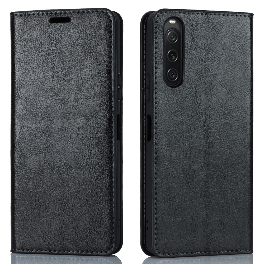 Sony Xperia 5 VI Smidigt mobilfodral i äkta läder, svart