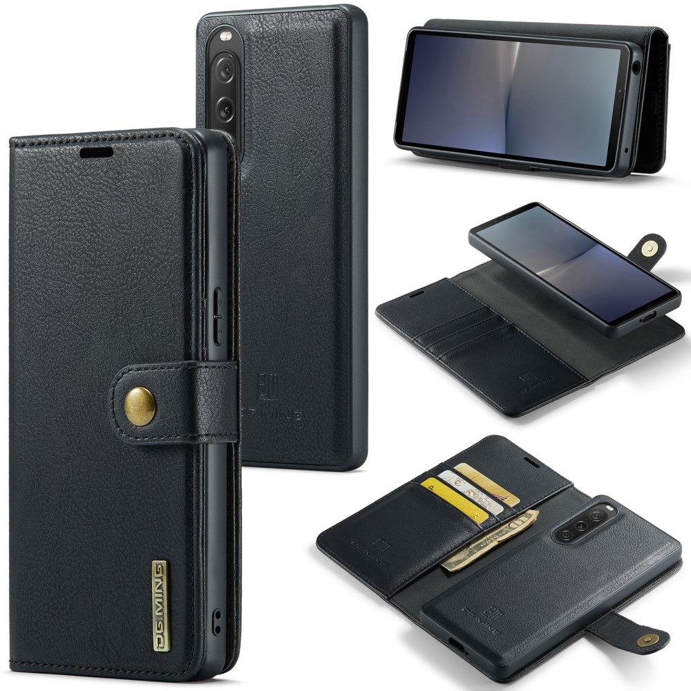 Sony Xperia 10 V Plånboksfodral med avtagbart skal, svart