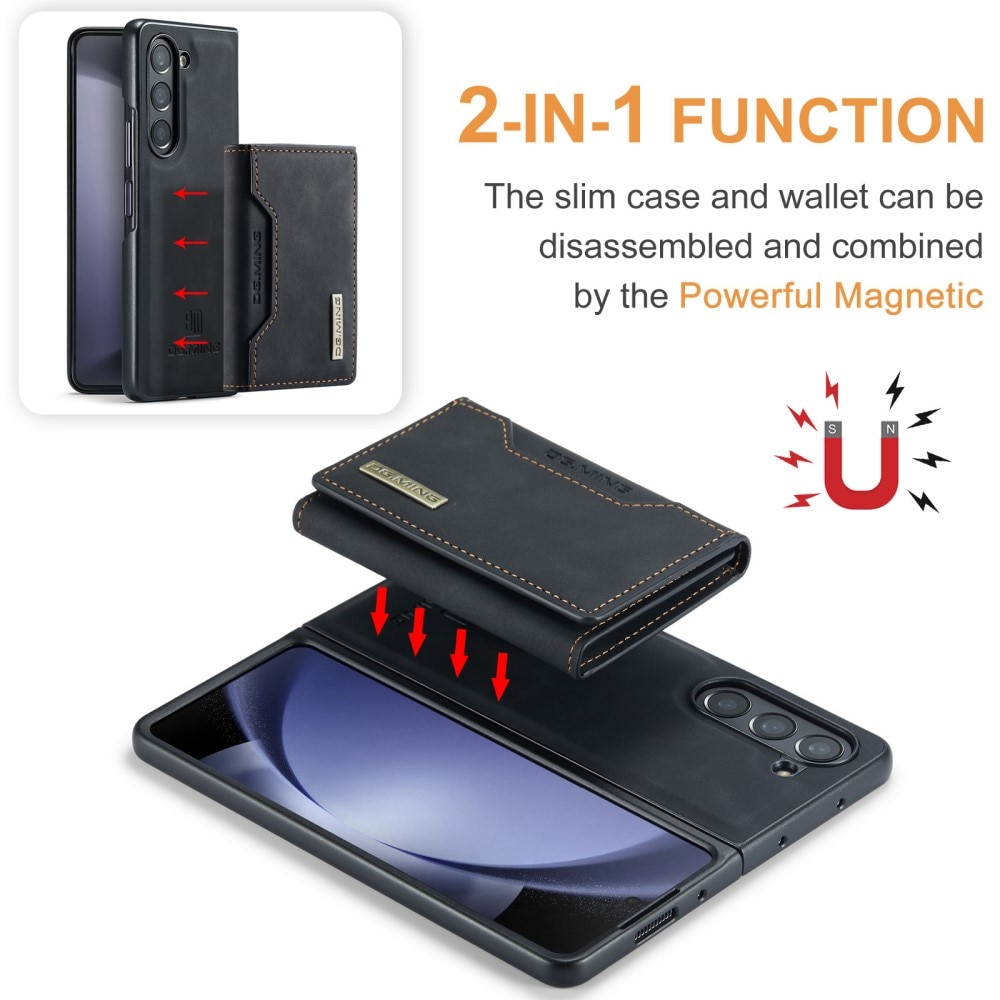 Samsung Galaxy Z Fold 5 Skal med avtagbar plånbok, svart