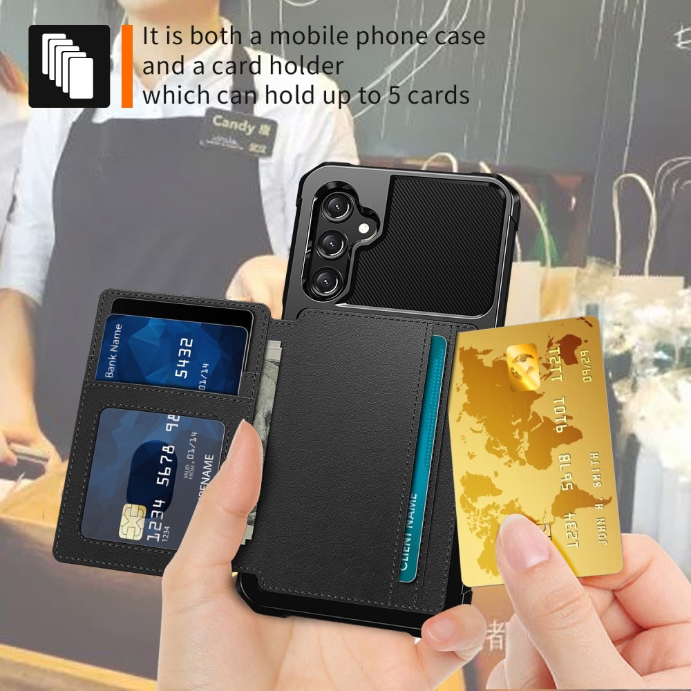 Samsung Galaxy A25 Stöttåligt Mobilskal med Plånbok, svart