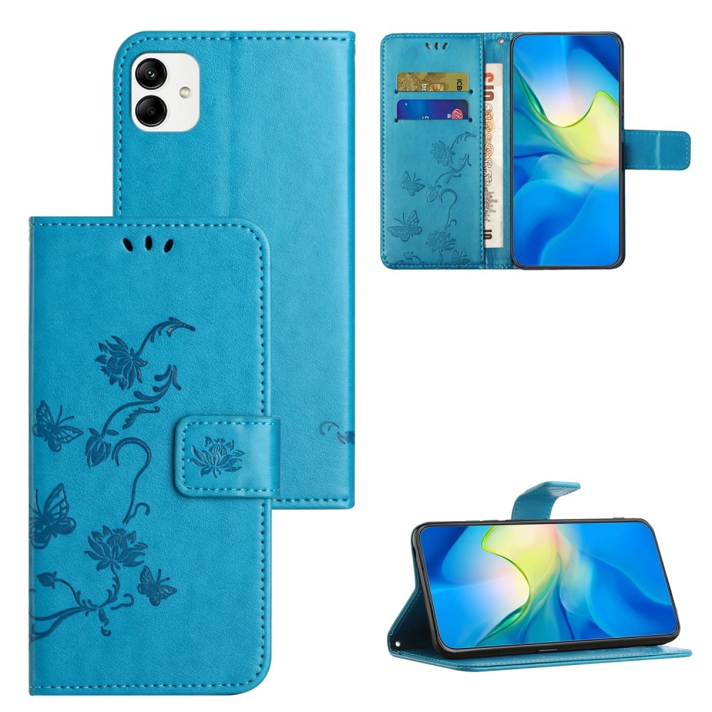 Motorola Moto G14 Mobilfodral med fjärilar, blå