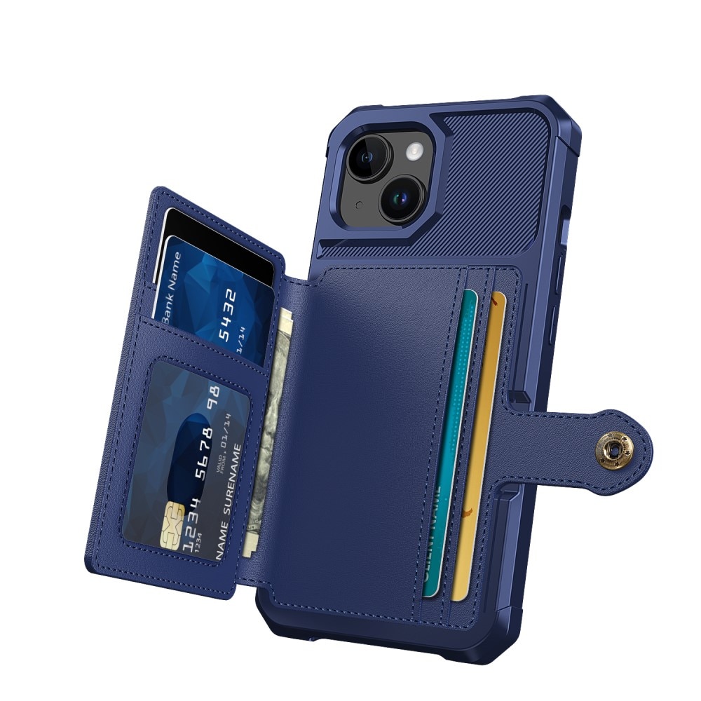 iPhone 15 Stöttåligt Mobilskal med Plånbok, blå