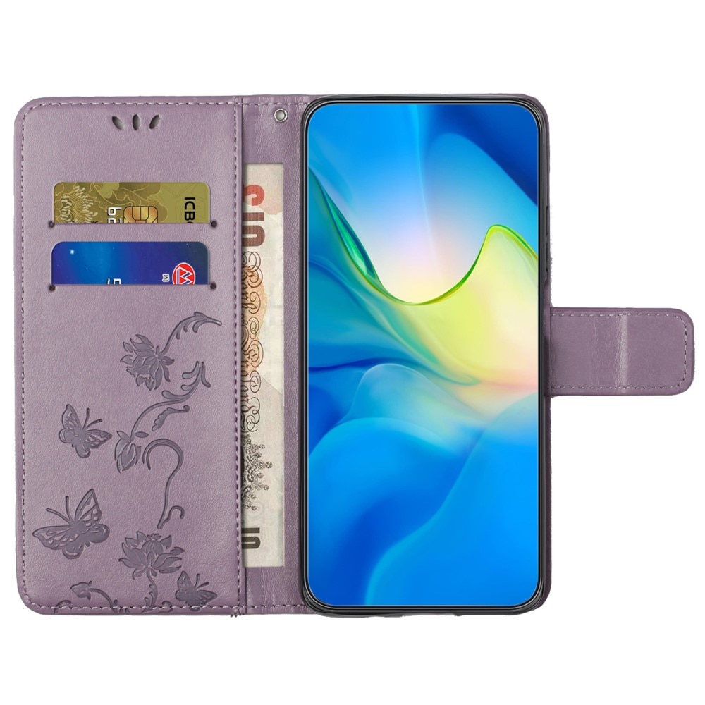 Samsung Galaxy A05s Mobilfodral med fjärilar, lila