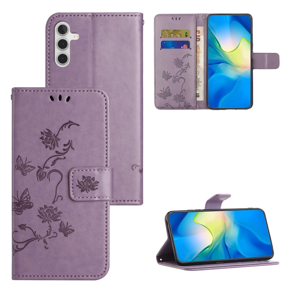 Samsung Galaxy A05s Mobilfodral med fjärilar, lila