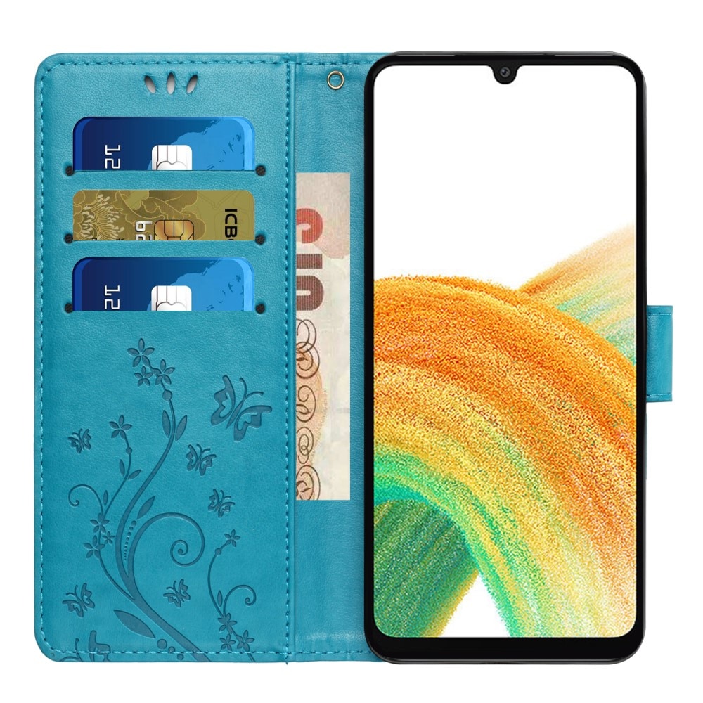 Samsung Galaxy A25 Mobilfodral med fjärilar, blå
