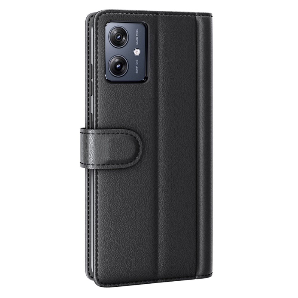 Motorola Moto G54 Plånboksfodral i Äkta Läder, svart
