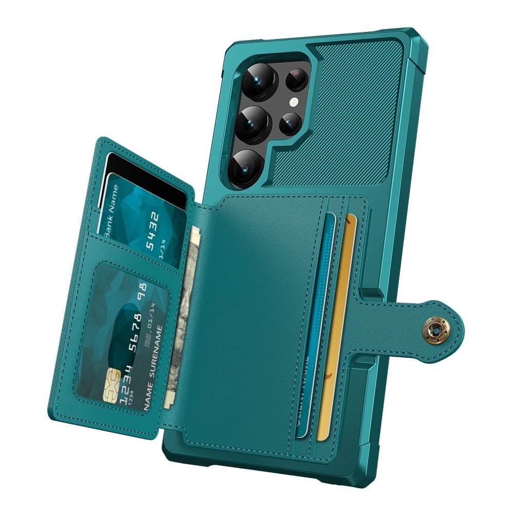 Samsung Galaxy S24 Ultra Stöttåligt Mobilskal med Plånbok, grön