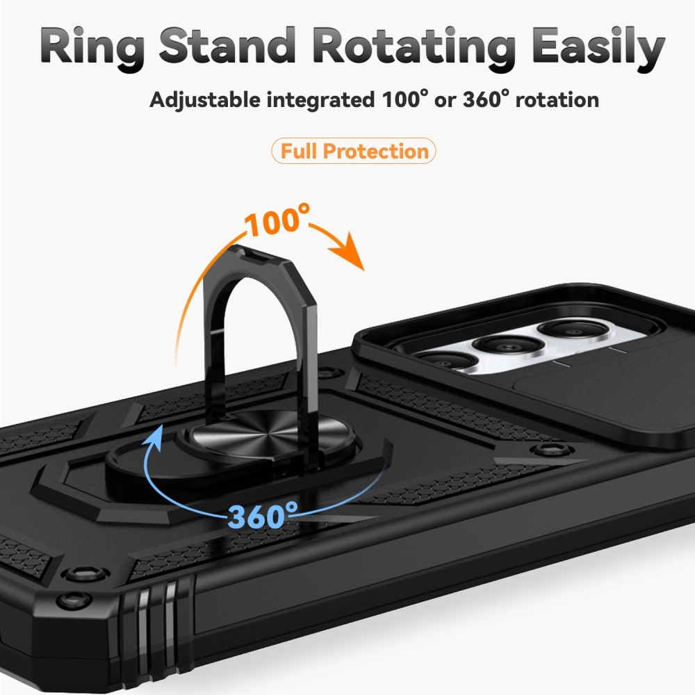 Samsung Galaxy A05s Skal med kameraskydd & fingerring, Svart