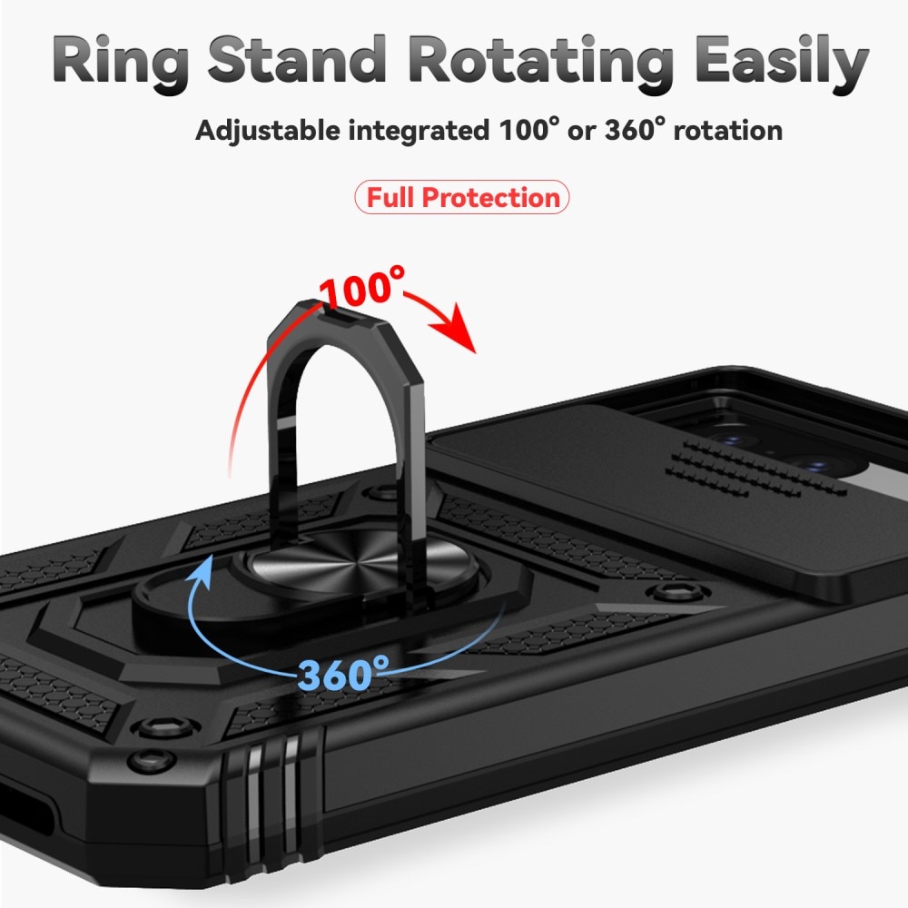 Google Pixel 8a Skal med kameraskydd & fingerring, Svart