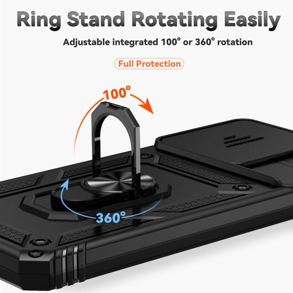 Xiaomi Redmi 13C Skal med kameraskydd & fingerring, Svart