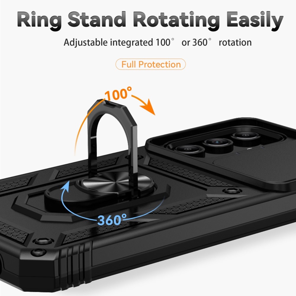 Samsung Galaxy A55 Skal med kameraskydd & fingerring, Svart