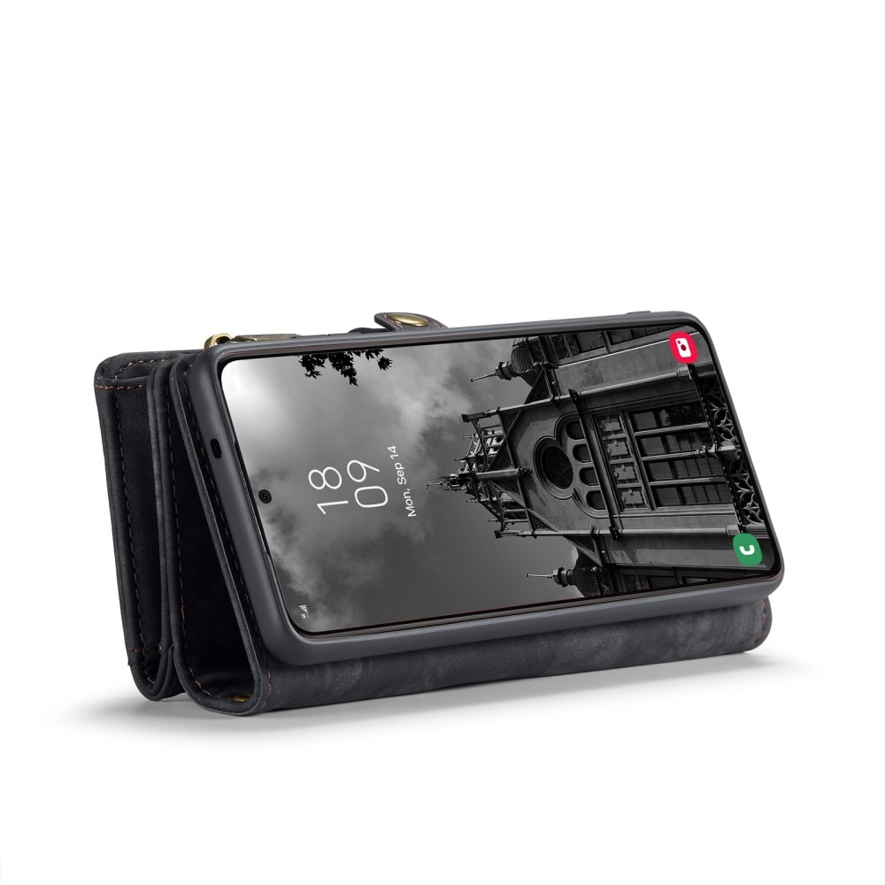 Samsung Galaxy S24 Rymligt plånboksfodral med många kortfack, grå