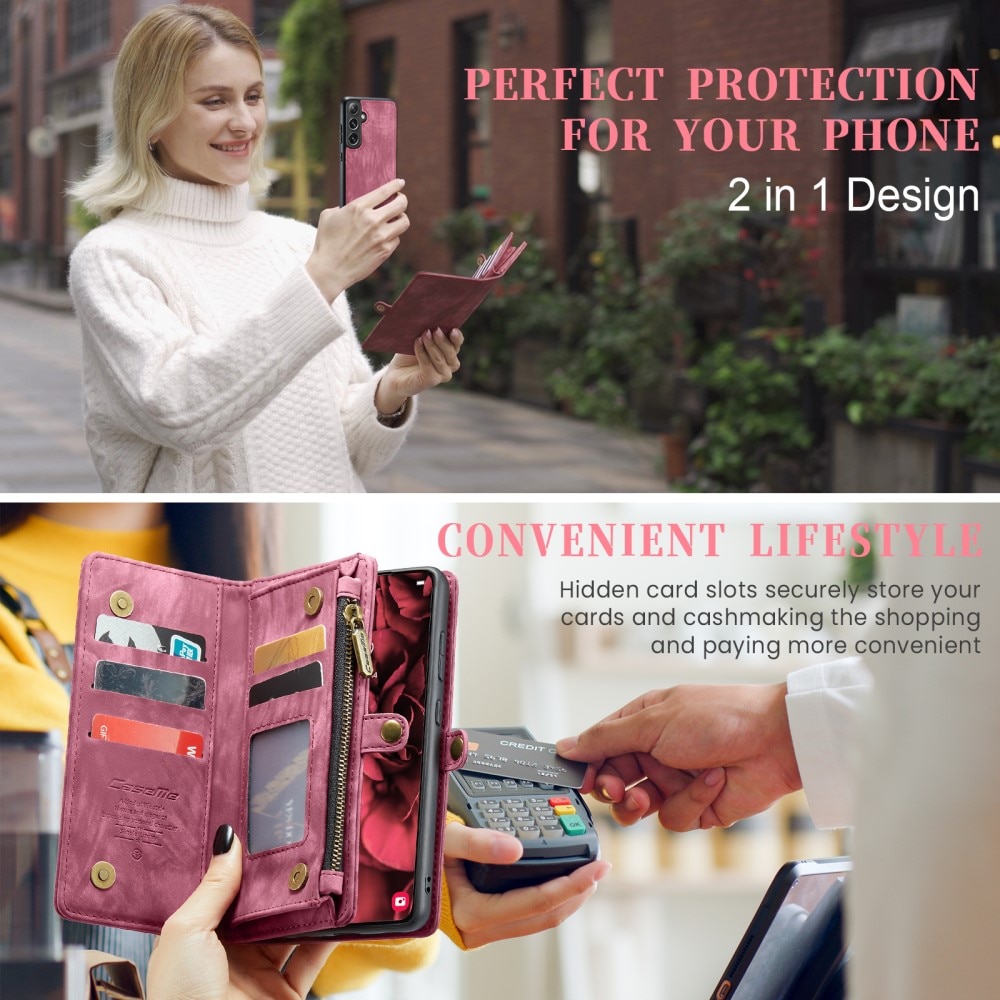 Samsung Galaxy S24 Plus Rymligt plånboksfodral med många kortfack, röd