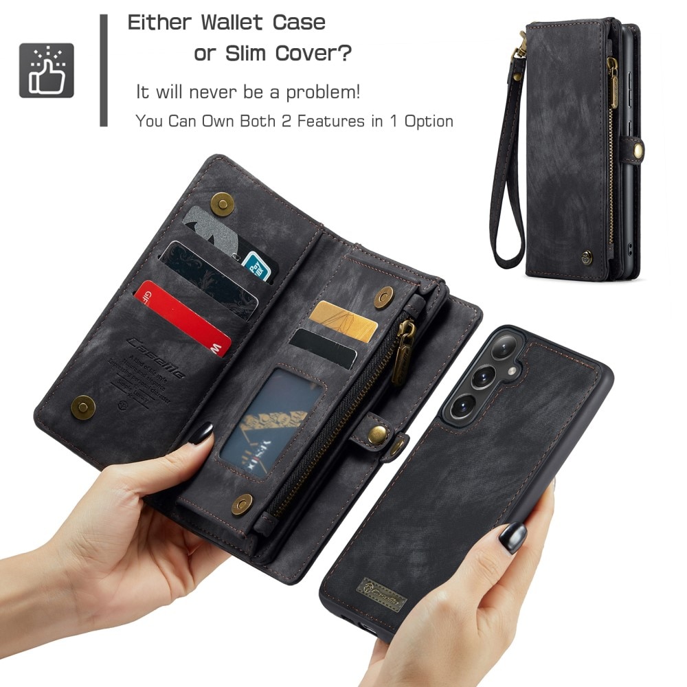 Samsung Galaxy S24 Plus Rymligt plånboksfodral med många kortfack, grå