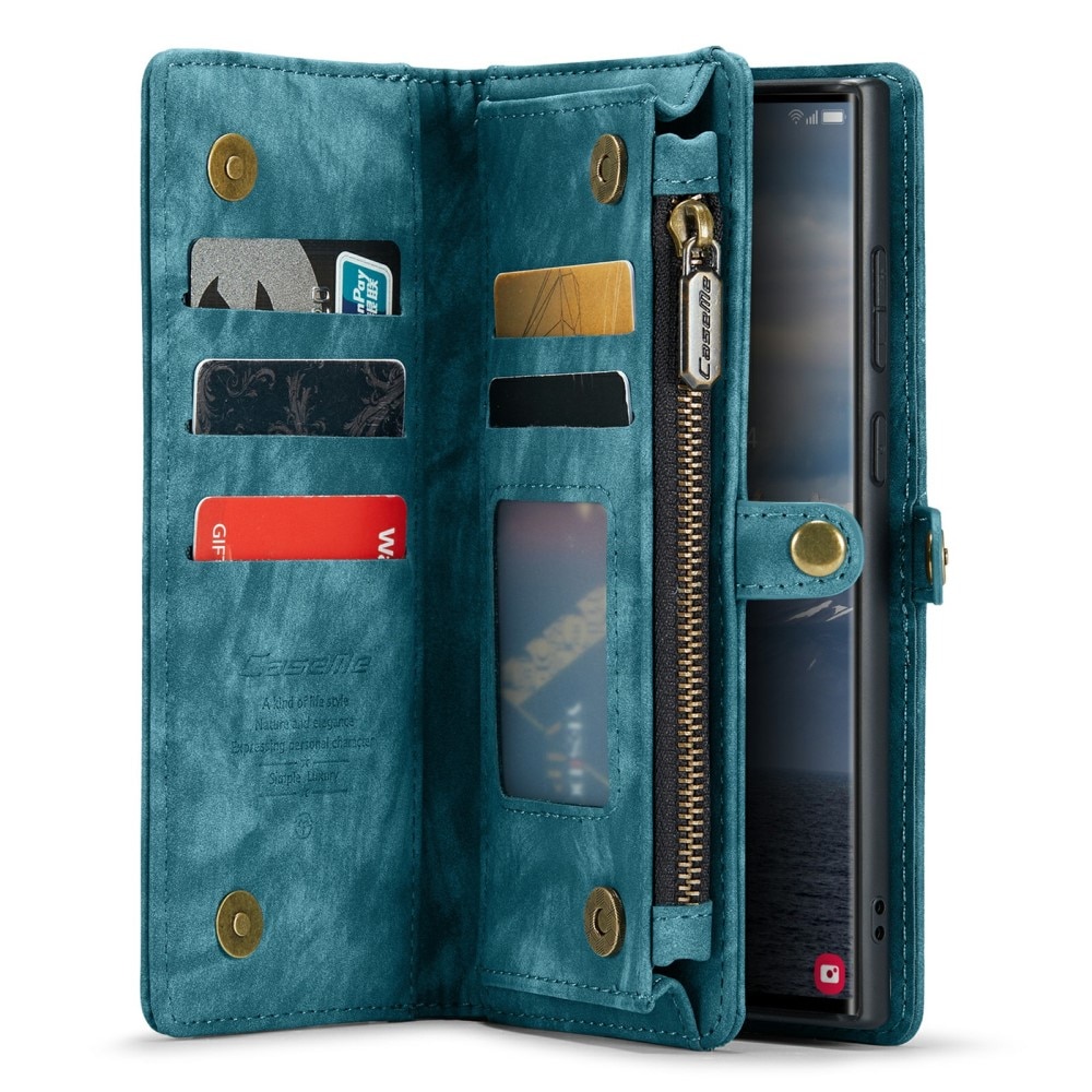 Samsung Galaxy S24 Ultra Rymligt plånboksfodral med många kortfack, blå