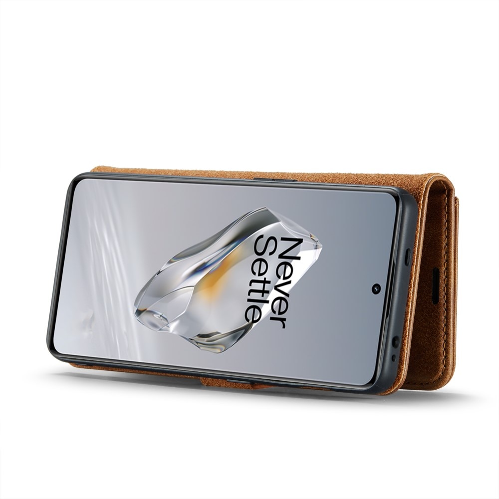 OnePlus 12 Plånboksfodral med avtagbart skal, cognac