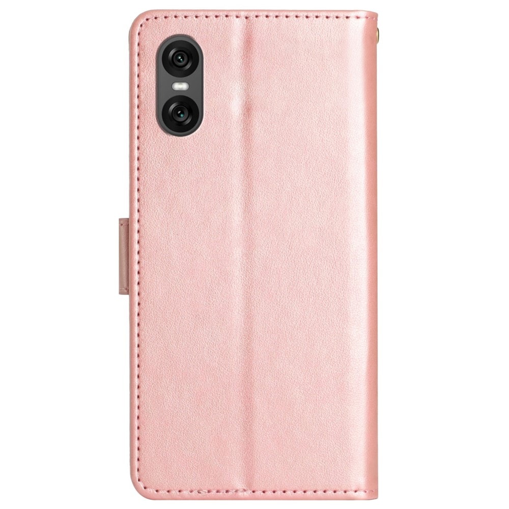 Sony Xperia 10 VI Mobilfodral med fjärilar, rosa guld