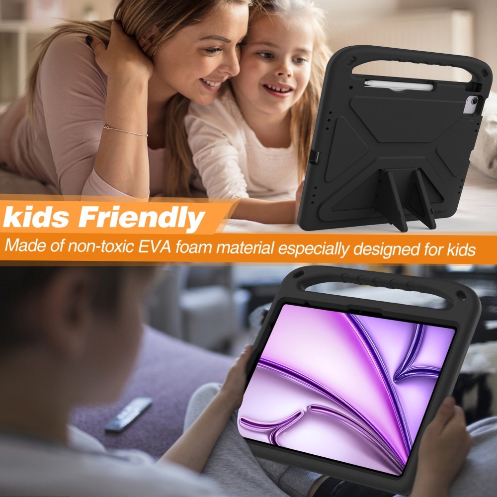iPad Pro 13 7th Gen (2024) Stöttåligt skal/fodral med handtag - Perfekt för barn, svart