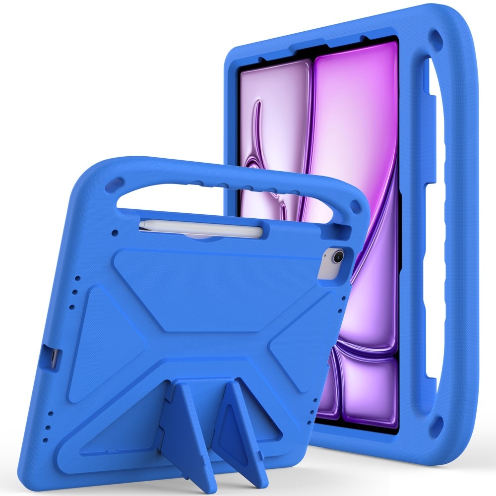 iPad Air 13 (2024) Stöttåligt skal/fodral med handtag - Perfekt för barn, blå