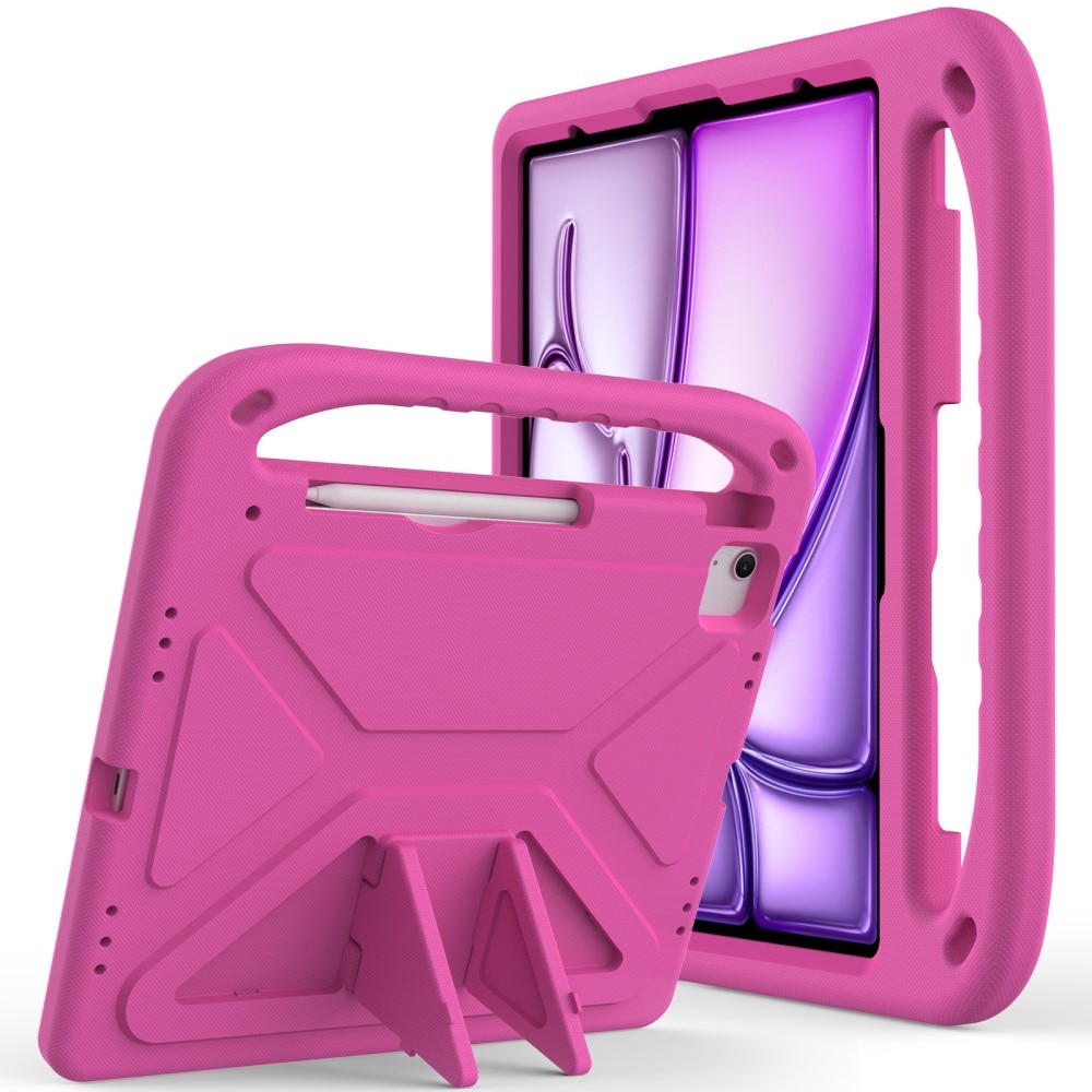 iPad Air 13 (2024) Stöttåligt skal/fodral med handtag - Perfekt för barn, rosa