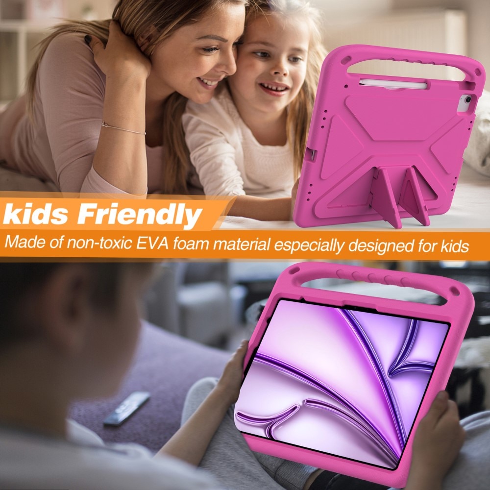 iPad Pro 13 7th Gen (2024) Stöttåligt skal/fodral med handtag - Perfekt för barn, rosa