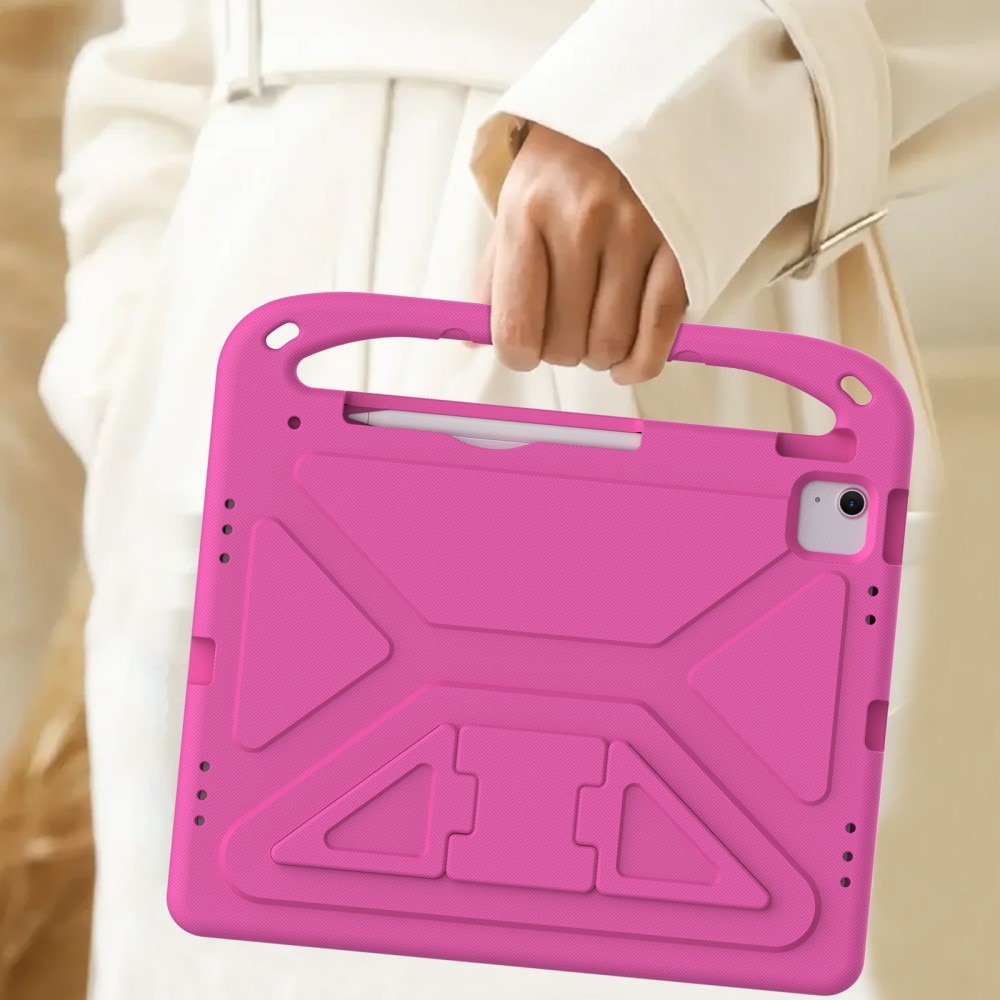 iPad Air 13 (2024) Stöttåligt skal/fodral med handtag - Perfekt för barn, rosa