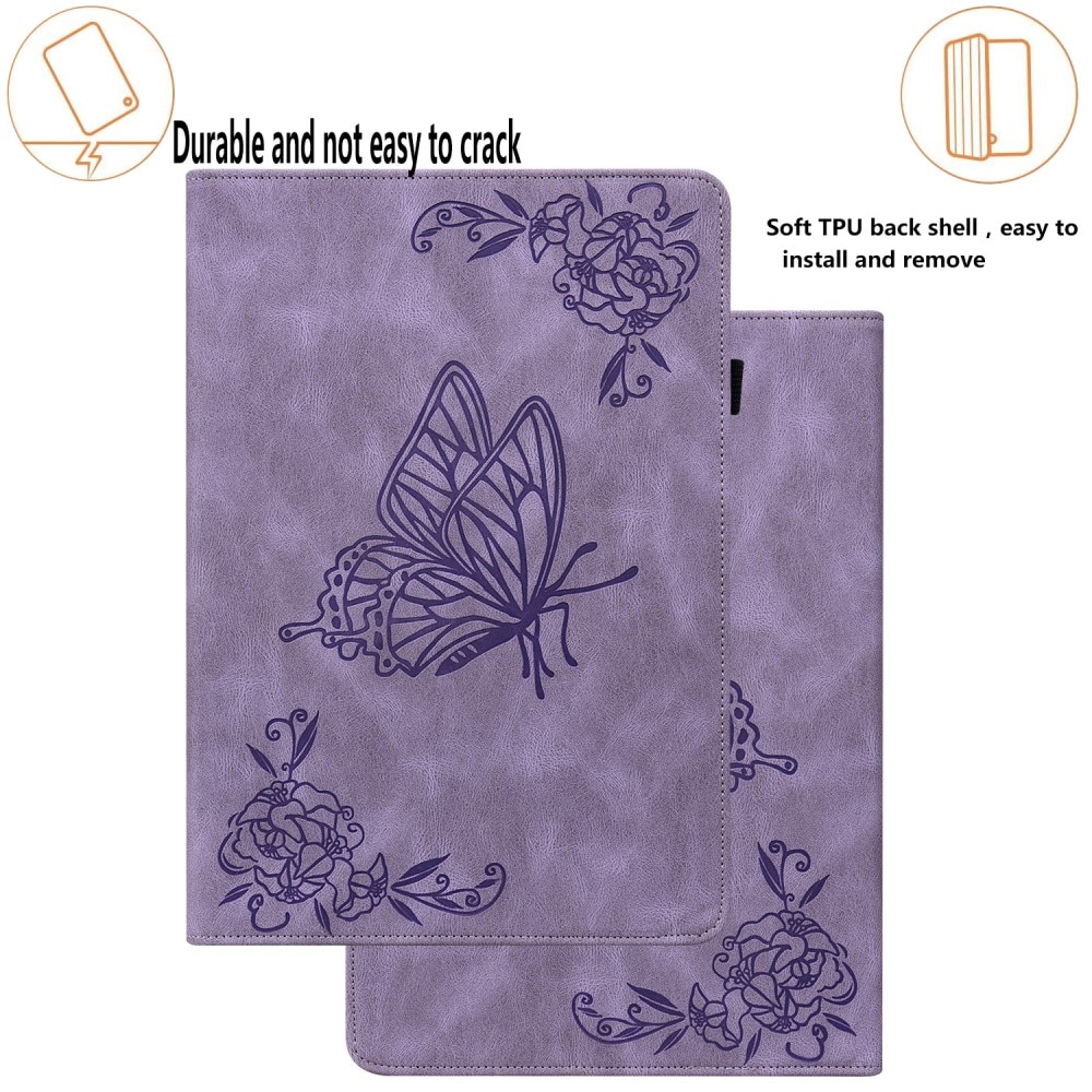Samsung Galaxy Tab S9 FE Plus Fodral med fjärilar, lila