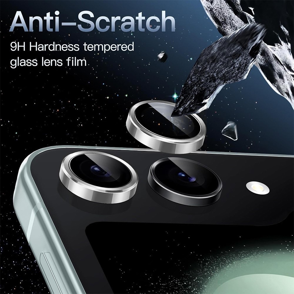 Samsung Galaxy Z Flip 6 Linsskydd i glas & aluminium, svart
