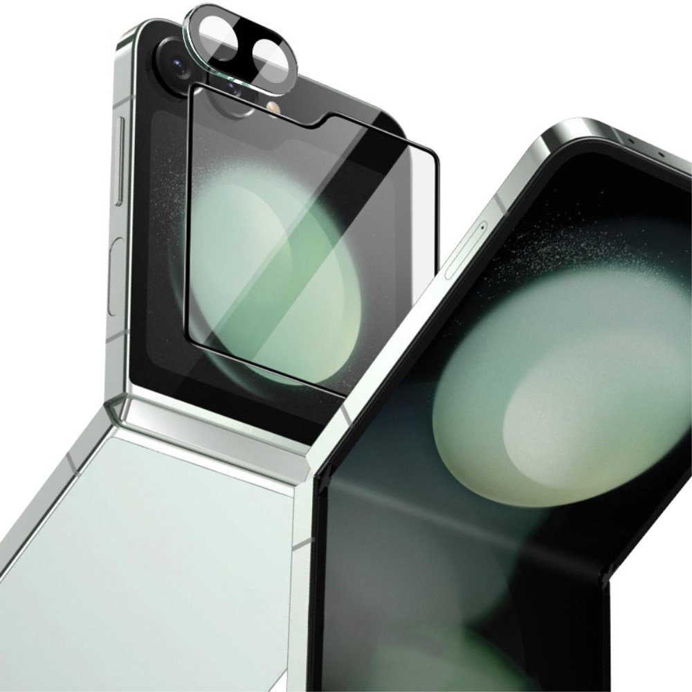 Galaxy Z Flip 6 Ytterskärmskydd & linsskydd i härdat glas, svart