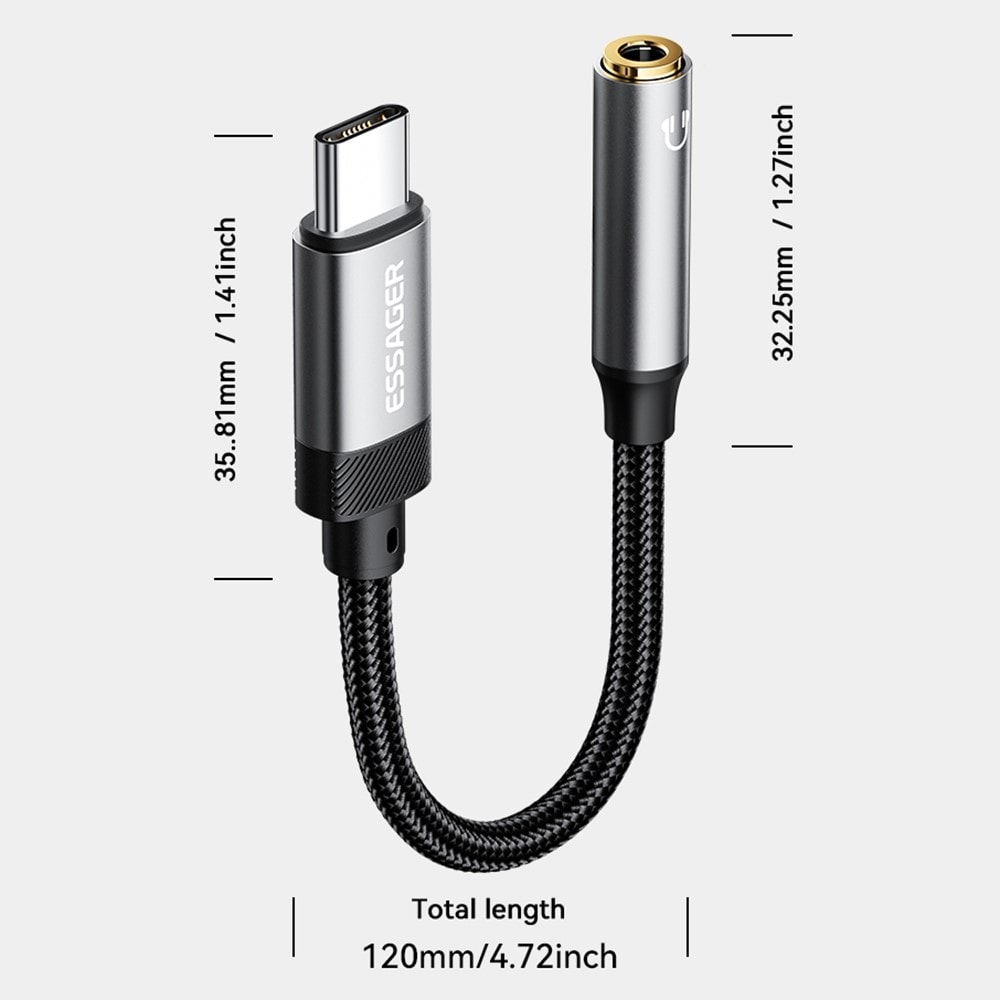 Adapter DAC USB-C till 3.5mm, svart