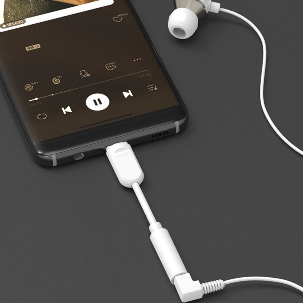 Hörlursadapter DAC USB-C till 3.5mm, vit